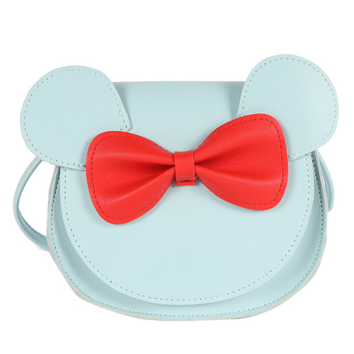 Adorable Bow Bear Crossbody Bag for Kids - Blue Small Shoulder Bag 13*13*5cm - Main Image
