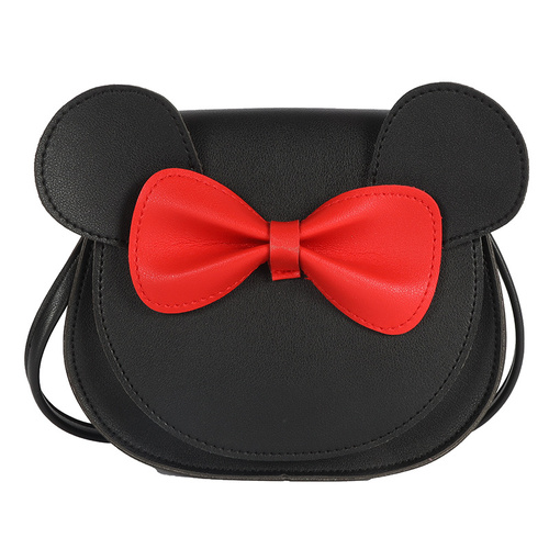 Adorable Bow Bear Crossbody Bag for Kids - Black Small Shoulder Bag 13*13*5cm - Main Image