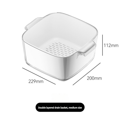 Two-Layer Drain Basket Colander - Medium Size (White, 2 set) - Main Image
