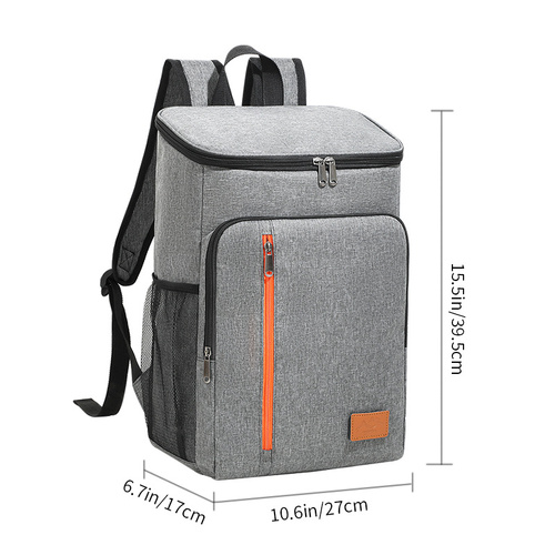 Insulated Cooler Backpack- Stylish Portable Fresh-keeping Picnic Outdoor Backpack and Travel Bag 18L (Gray) - Main Image