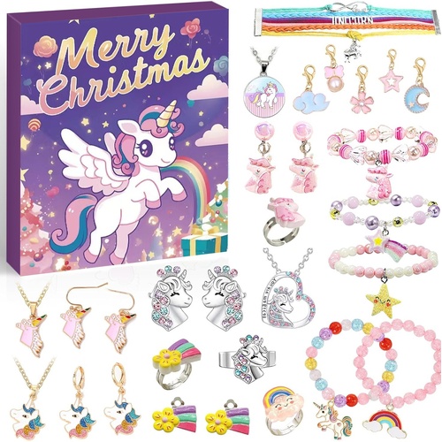 Unicorn-Themed Jewelry Advent Calendar - DIY Bracelets, Charms, and Accessories Gift Set - Main Image