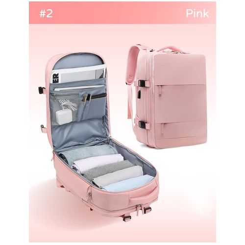 Multi-Compartment Travel Backpack with Shoe Storage and Wet-Dry Separation (Pink)31cm(L)*17cm(W)*42cm(H) - Main Image
