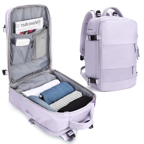 Multi-Compartment Travel Backpack with Shoe Storage and Wet-Dry Separation (Purple)31cm(L)*17cm(W)*42cm(H) - Main Image