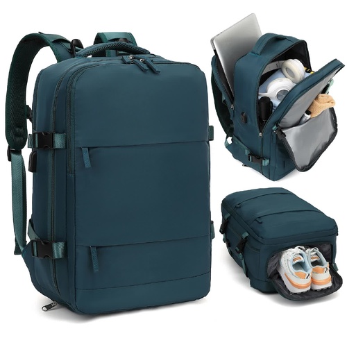 Multi-Compartment Travel Backpack with Shoe Storage and Wet-Dry Separation (Peacock Blue)31cm(L)*17cm(W)*42cm(H) - Main Image