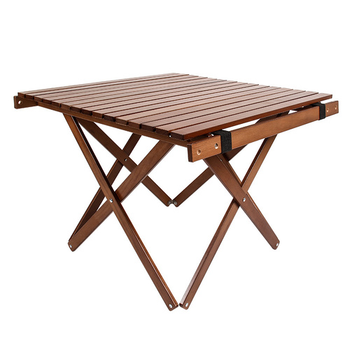 Portable Wooden Folding Table - Compact Outdoor Camping & Picnic Table - Log coloured - Main Image