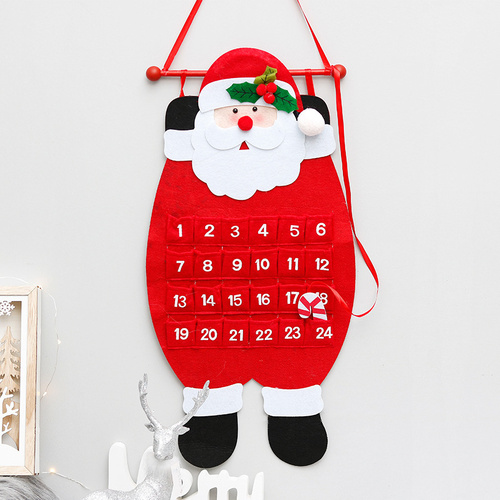 Santa Claus Advent Calendar - Felt Christmas Countdown with 24 Pockets for Kids - Main Image