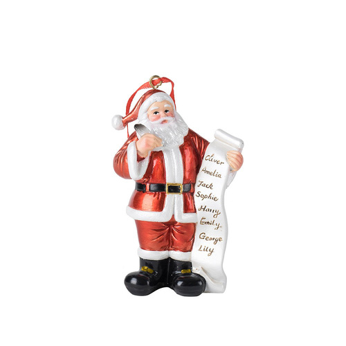 Santa Claus Christmas Ornament - Resin Figurine with Customizable Name List, 10cm Festive Decoration - Main Image