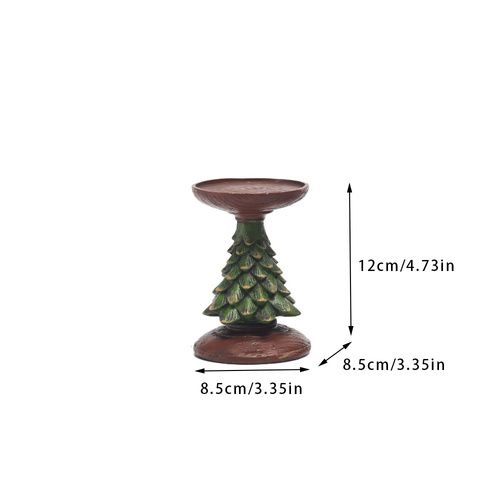 Christmas Tree Candle Holder - Rustic Resin Pillar Stand, 12cm Festive Decoration - Main Image