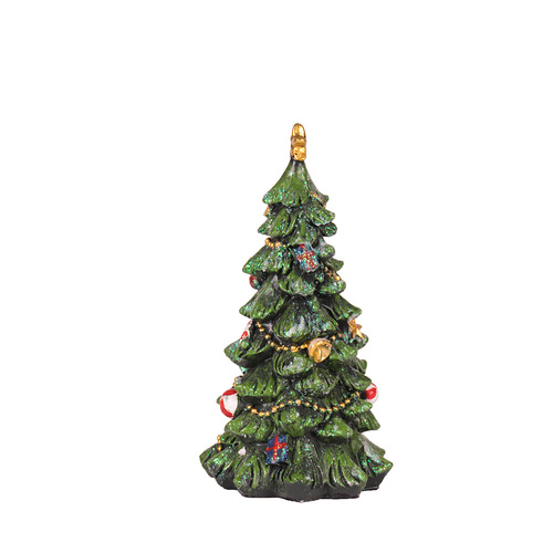 Christmas Tree Figurine - Festive Resin Decoration with Ornaments, 17cm Holiday Decor - Main Image