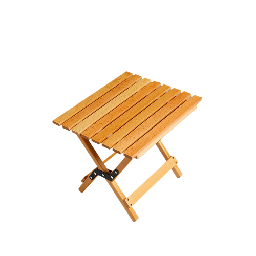 Dual-Purpose Wooden Folding Stool – Natural Wood Finish, 150kg Load Capacity - log color 40*34*36cm - Main Image
