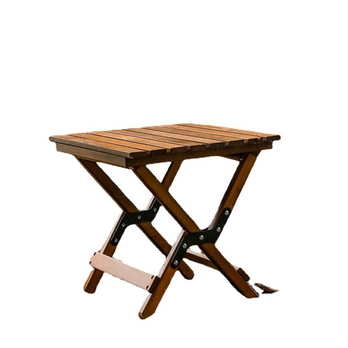Dual-Purpose Wooden Folding Stool - Walnut Finish, 150kg Weight Capacity 40x33.5x35.5cm - Main Image