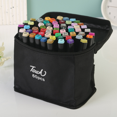 Professional Dual-Tip Marker Set - 60 Colors with Color-Coded Caps for Easy Identification - Main Image