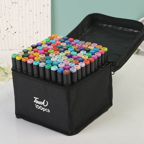 Professional Dual-Tip Marker Set - 100 Colors with Color-Coded Caps for Easy Identification - Main Image