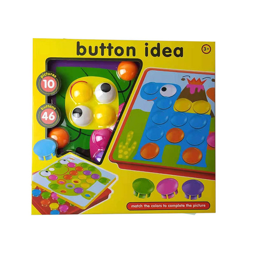 Creative Button Art Toy Set for Kids - 46 Colorful Buttons with 10 Unique Pictures - Educational Color Matching Puzzle for Ages 3+ - Main Image