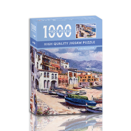 1000-Piece High-Quality Jigsaw Puzzle - Coastal Village Scene - Main Image