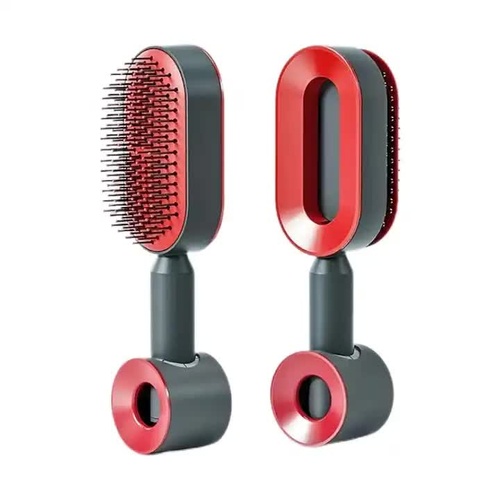 Self-Cleaning Hair Brush with One-Click Release | Massage Cushion Design, Anti-Frizz and Detangling Brush(red) - Main Image