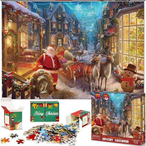 Christmas Advent Calendar 1008-Piece Puzzle | Santa's Village Holiday Countdown GL-117 - Main Image