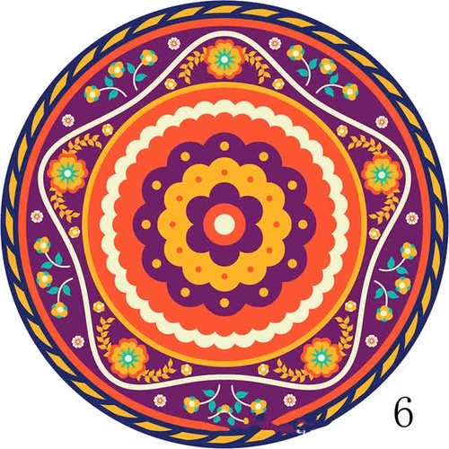Set of 6 Mandala Ceramic Drink Coasters - Absorbent, Non-Slip Coasters for Coffee Table and Home Decor 10.4cm - Main Image