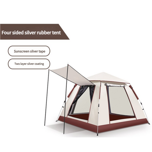 5-8 Person Square Camping Tent | Double-Layer Silver Coated Waterproof Shelter with Awning (240*240*155cm) - Main Image