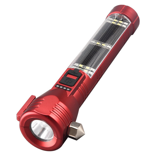 Multi-Functional Safety Flashlight– Rechargeable Waterproof Emergency Torch with USB Charging, High-Lumen for Outdoor and Survival Use (Red) - Main Image