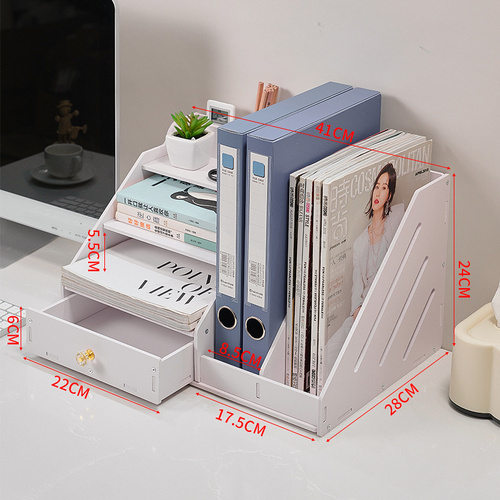Multi-Functional Desktop Organizer with Document and Stationery Storage - Compact Desk Shelf, 41x28x24cm - Main Image