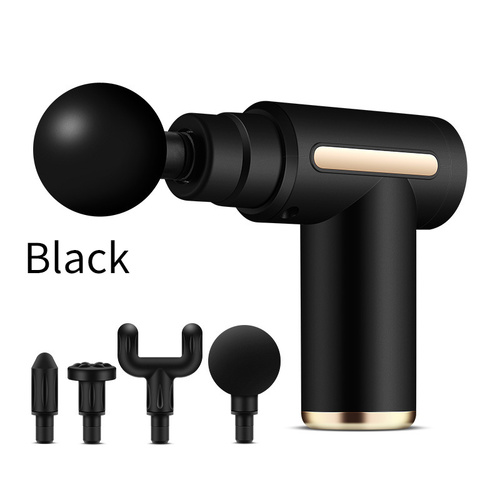 Compact Black Massage Gun - Deep Tissue Muscle Massager with 4 Interchangeable Heads - Main Image