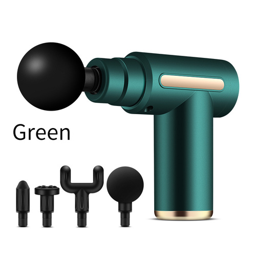 Compact Green Massage Gun - Deep Tissue Muscle Massager with 4 Interchangeable Heads - Main Image