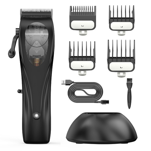 WL-1670 Black Professional Hair Clipper Set with Adjustable Guards - USB Rechargeable Trimmer with Charging Dock - Main Image