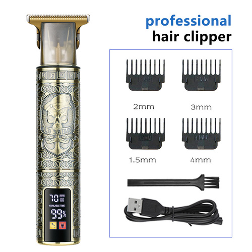 Professional Pirate Design Hair Clipper - Cordless Hair Trimmer with Digital Display, Adjustable Guards, and USB Charging - Main Image