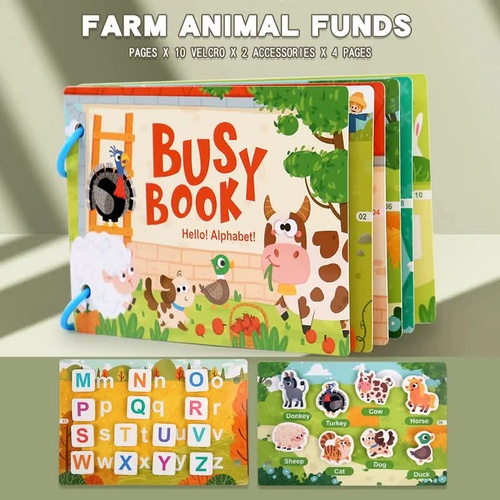 Themed Busy Book Set - Educational Activity Books for Preschool Learning (Farm, Vehicles, Dinosaurs, Ocean, and Forest,5 books in total) - Main Image