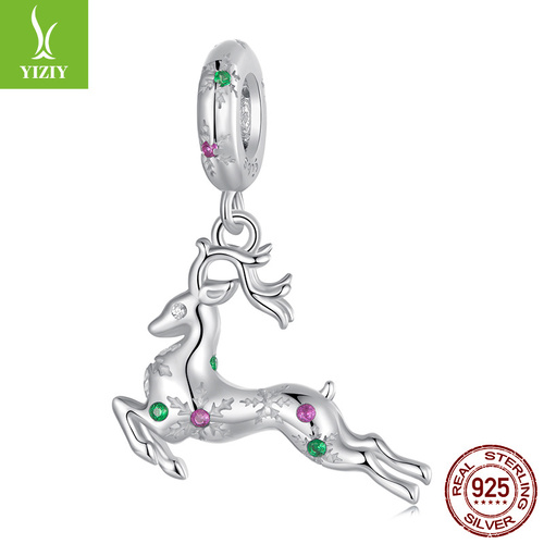 Sterling Silver Reindeer Charm - Festive Christmas Pendant with Colorful  Accents (weighs approximately 2g) - Main Image