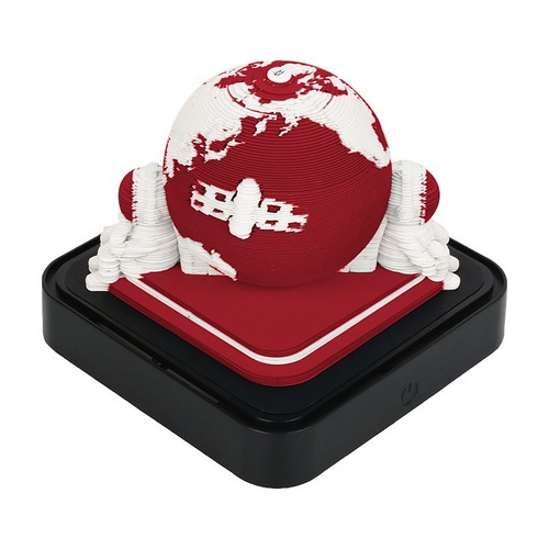 The Earth 3D Paper Sculpture Night Light with Notepad, Black Base - Elegant Gift Set for Home and Office( Red ) - Main Image