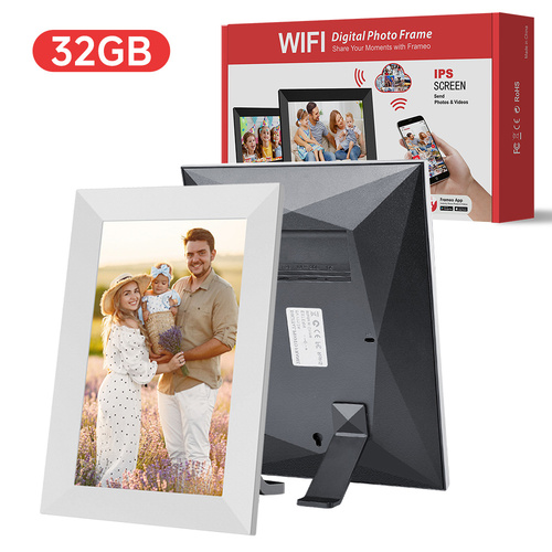White 32GB Storage 10-Inch WiFi Digital Photo Frame | HD Display + Remote Photo/Video Sharing via App | - Main Image