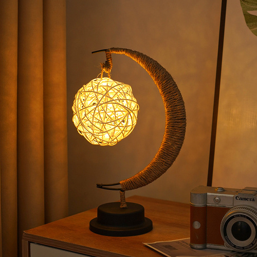 LED Multi-Shape Decorative Lights - Star, Moon, Apple USB Night Lights with Handmade Hemp Rope, Warm Iron Craft, Perfect Birthday & Christmas Gift - Main Image