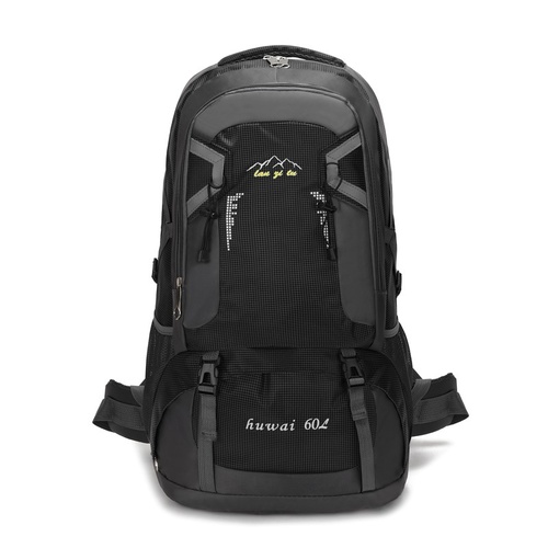 Large 60L Black Waterproof Hiking Backpack for Travel, Camping, and Outdoor Adventures - Durable and Lightweight - Main Image