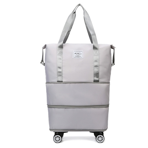 Gray Large Capacity Foldable Travel Bags with Wheels - Lightweight Waterproof Duffel Totes - Main Image