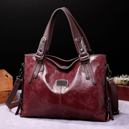 Classic Vintage PU Leather Handbag-Spacious Shoulder and Crossbody Tote for Women (Wine Red) - Main Image