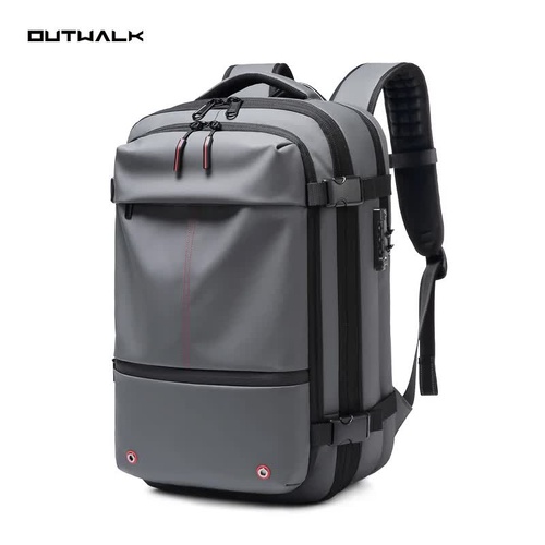 Gray Expandable Waterproof Laptop Backpack - Fits 17-Inch Laptop, Anti-Theft Design, Travel Friendly - Main Image