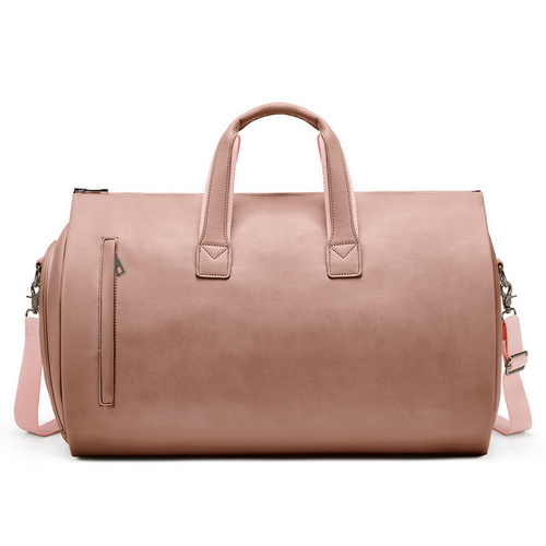 Champagne PU Leather Travel Duffel Bag - Large Capacity Waterproof Suit Bag with Shoe Compartment - Main Image