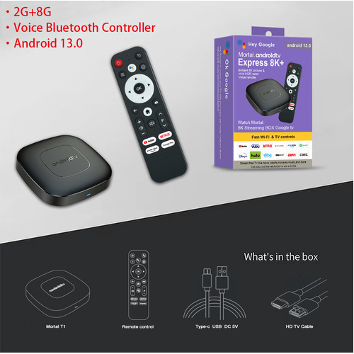 Android TV Express 8K+ Streaming Box - Ultra HD Android 13.0, 2G+8G with Voice Bluetooth Controller - Main Image