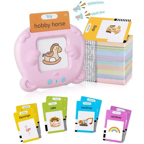 Pink Bear-Shaped Early Education Card Reader - Interactive Learning Toy with 510 Flashcards for Kids - Main Image