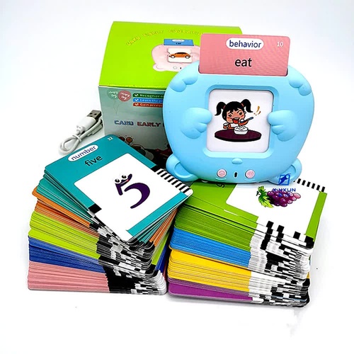 Blue Bear-Shaped Early Education Card Reader - Interactive Learning Toy with 510 Flashcards for Kids - Main Image