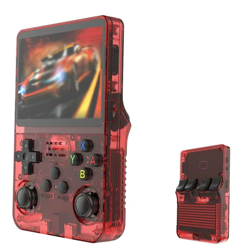 Red Retro Portable Gaming Console with 128GB, 1 Memory Card - 3D Games, HD Display, and Dual Joysticks - Main Image