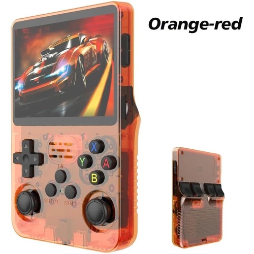 Orange-red Retro Portable Gaming Console with 64GB, 1 Memory Card - 3D Games, HD Display, and Dual Joysticks - Main Image