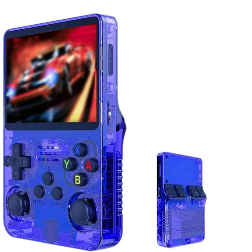 Blue Retro Portable Gaming Console with 64GB, 2 Memory Card-3D Games, HD Display, and Dual Joysticks - Main Image