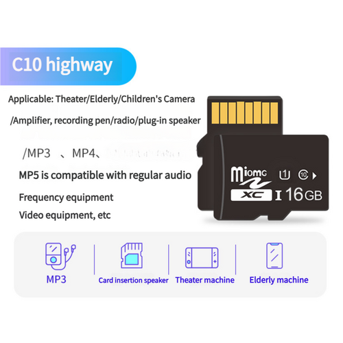 2PCS 16GB Micro SD Card C10 High-Speed Memory Card - Ideal for MP3 Players, Cameras, Radios, and More - Main Image