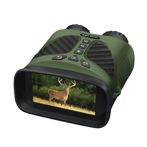 Green Digital Night Vision Binoculars - 3.0'' IPS Screen, 10X Optical Zoom, 2.5K Video Recording, Infrared for 300m Range - Main Image