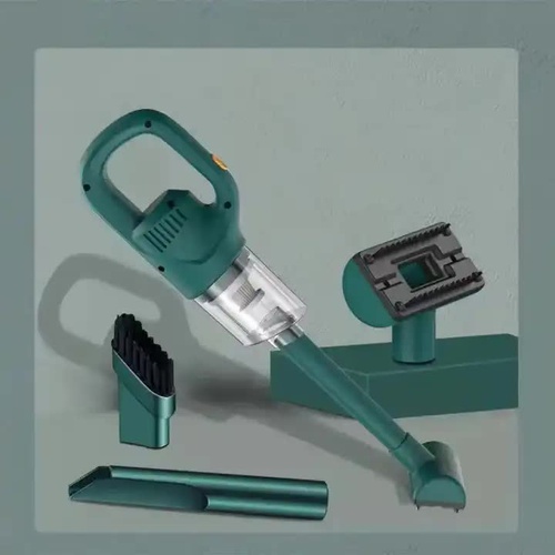 Green Portable Cordless Vacuum Cleaner - 120W, 10KPa Suction, 2000mAh Battery, Lightweight Design, with Soft Brush Attachment - Main Image