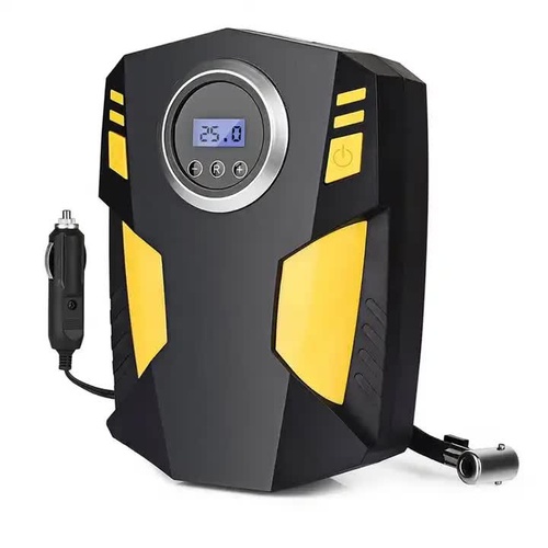 Portable 12V Digital Tire Inflator Air Compressor with LED Light - 120W, 300cm Power Cord, Multi-Purpose for Cars, Motorcycles, Bicycles, and Inflatab - Main Image