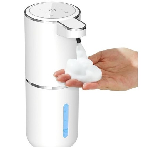 White Automatic Foaming Soap Dispenser with Rechargeable Battery, Touch Control, and 380ml Capacity - IPX5 Waterproof - Main Image